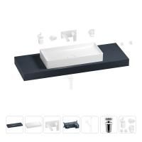 Раковина 75 см со столешницей 140 см Wellsee Pure BY Wellsee 201011825 в наборе 9 в 1: столешница, раковина, встраиваемый смеситель, сифон, выпуск, аксессуары (цвет набора матовый белый)
