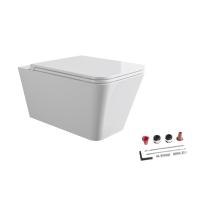 Alice Hide Square комплект:31210101 Подвесной унитаз, форма-квадрат, белый глянцевый, без сливного механизма, без крепёжного набораMC3101SQS Сиденье для унитаза softclose, форма-квадрат, белый глянцевый, поставляется с набором крепленияFIX10 Набор креп