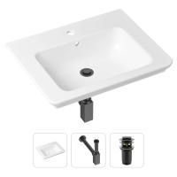 Комплект 3 в 1 Lavinia Boho Bathroom Sink 21520395: врезная фарфоровая раковина 60 см, металлический сифон, донный клапан