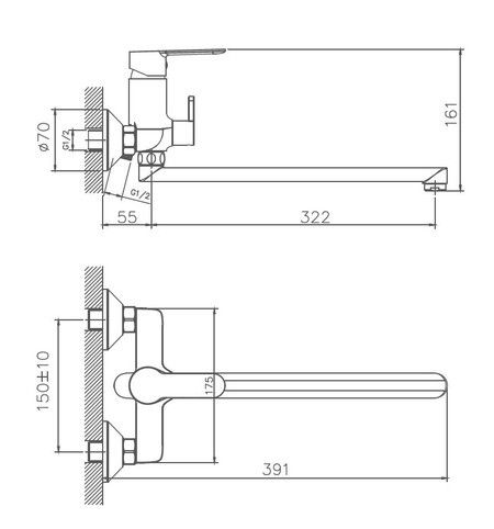 Смеситель для ванны Haiba HB22557-8