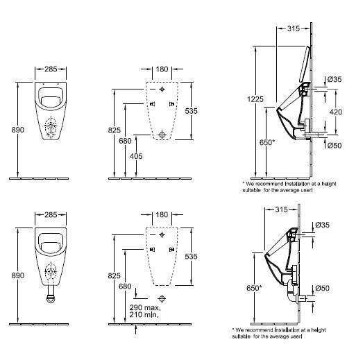 Писсуар подвесной Villeroy&Boch Subway 75130001 с сифоном