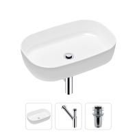 Комплект 3 в 1 Lavinia Boho Bathroom Sink 21520089: накладная фарфоровая раковина 54 см, металлический сифон, донный клапан