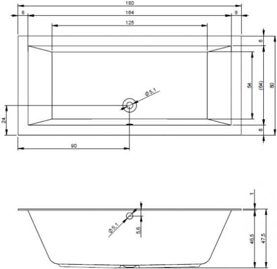 Акриловая ванна с ножками Riho Lugo 180x80 BT0200500000000