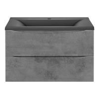 Тумба Vincea Mia 750 подвесная, 2 выкатных ящика soft close, Beton с умывальником VCB-3M750G из кварцевого камня, цвет серый