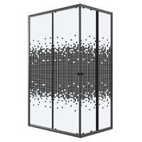 Душевое ограждение Niagara Eco NG-1018-14QBLACK (100х80х190) прямоугольник,раздвижное,черный,стекло мозаика