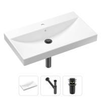 Комплект 3 в 1 Lavinia Boho Bathroom Sink 21520632: врезная фарфоровая раковина 80 см, металлический сифон, донный клапан