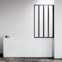 Шторка на ванну Veconi Palau PL-74BR, 900x1500, черный, стекло прозрачное