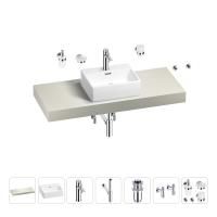 Раковина 43 см со столешницей 120 см Wellsee Graceful Pro 201012276 в наборе 10 в 1: столешница, раковина, смеситель, сифон, донный клапан, угловые вентили, аксессуары (цвет хром)