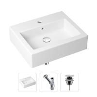 Комплект 3 в 1 Lavinia Boho Bathroom Sink 21520653: накладная фарфоровая раковина 50.5 см, металлический сифон, донный клапан