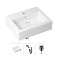 Комплект 3 в 1 Lavinia Boho Bathroom Sink 21520651: накладная фарфоровая раковина 50.5 см, металлический сифон, донный клапан
