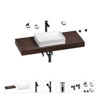 Раковина 50 см со столешницей 120 см Wellsee Pure BY Wellsee 201011372 в наборе 10 в 1: столешница, раковина, высокий смеситель, сифон, выпуск, кран-вентили, аксессуары (цвет матовый черный)
