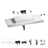 Раковина 75 см со столешницей 140 см Wellsee Pure BY Wellsee 201011882 в наборе 9 в 1: столешница, раковина, встраиваемый смеситель, сифон, выпуск, аксессуары (цвет набора матовый черный)