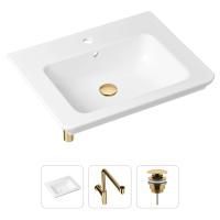 Комплект 3 в 1 Lavinia Boho Bathroom Sink 21520428: врезная фарфоровая раковина 60 см, металлический сифон, донный клапан