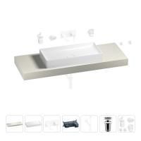 Раковина 75 см со столешницей 140 см Wellsee Pure BY Wellsee 201011810 в наборе 9 в 1: столешница, раковина, встраиваемый смеситель, сифон, выпуск, аксессуары (цвет набора матовый белый)