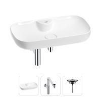 Раковина для ванной Wellsee Croquis 2.0 201001071 в наборе 3 в 1: овальная раковина белого глянцевого цвета, сифон, выпуск в цвете хром