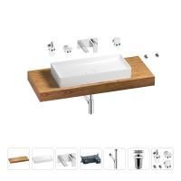 Раковина 75 см со столешницей 120 см Wellsee Pure BY Wellsee 201011721 в наборе 9 в 1: столешница, раковина, встраиваемый смеситель, сифон, выпуск, аксессуары (цвет набора хром)
