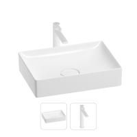 Раковина для ванной Wellsee Pure BY Wellsee 201000725 в наборе 2 в 1: прямоугольная раковина белого глянцевого цвета, высокий смеситель в цвете матовый белый