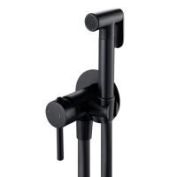 Встраиваемый однорычажный смеситель с гигиенической лейкой SHEVANIK S147H черный, латунь