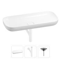 Раковина для ванной Wellsee Croquis 201001040 в наборе 3 в 1: овальная раковина белого глянцевого цвета, сифон, выпуск в цвете матовый белый