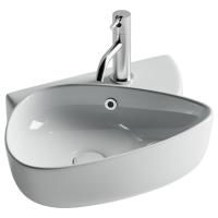 Раковина подвесная с отверстием под смеситель, с системой слива- перелива, 495x350x155, цвет белый