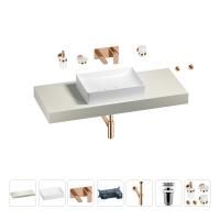 Раковина 50 см со столешницей 120 см Wellsee Pure BY Wellsee 201011324 в наборе 9 в 1: столешница, раковина, встраиваемый смеситель, сифон, выпуск, аксессуары (цвет набора розовое золото)