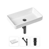Комплект 3 в 1 Lavinia Boho Bathroom Sink 21520145: накладная фарфоровая раковина 55 см, металлический сифон, донный клапан