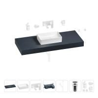 Раковина 42 см со столешницей 120 см Wellsee Pure BY Wellsee 201010915 в наборе 9 в 1: столешница, раковина, встраиваемый смеситель, сифон, выпуск, аксессуары (цвет набора матовый белый)