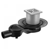 Трап BERGES водосток PLATZ Uno 100х100 матовый хром S-сифон D50 H60 боковой