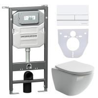 Сет 4 в 1: Инсталляция с кнопкой+унитаз+шумоизоляция Ceramicanova, CN4002_1002M_1000