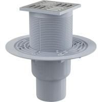 Сливной трап Alcaplast 105х105/50/75 подводка прямая решетка нерж.сталь комбинир. затвор APV2321