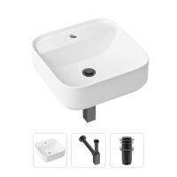 Комплект 3 в 1 Lavinia Boho Bathroom Sink 21520287: накладная фарфоровая раковина 42 см, металлический сифон, донный клапан