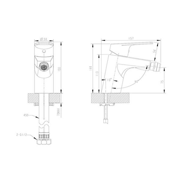 Смеситель для биде Bravat Gina F365104C-ENG