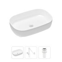 Комплект 3 в 1 Lavinia Boho Bathroom Sink 21520107: накладная фарфоровая раковина 54 см, металлический сифон, донный клапан