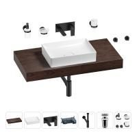Раковина 50 см со столешницей 100 см Wellsee Pure BY Wellsee 201011262 в наборе 9 в 1: столешница, раковина, встраиваемый смеситель, сифон, выпуск, аксессуары (цвет набора матовый черный)