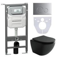 Сет 4 в 1: Инсталляция с кнопкой+унитаз+шумоизоляция Ceramicanova, CN4002MB_1001M_1000