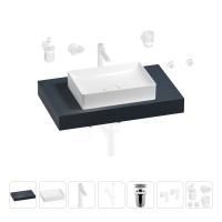 Раковина 50 см со столешницей 80 см Wellsee Pure BY Wellsee 201011100 в наборе 10 в 1: столешница, раковина, высокий смеситель, сифон, выпуск, кран-вентили, аксессуары (цвет матовый белый)