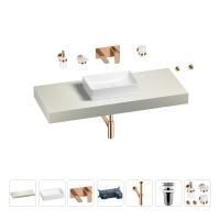 Раковина 42 см со столешницей 120 см Wellsee Pure BY Wellsee 201010899 в наборе 9 в 1: столешница, раковина, встраиваемый смеситель, сифон, выпуск, аксессуары (цвет набора розовое золото)