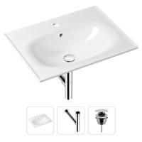 Комплект 3 в 1 Lavinia Boho Bathroom Sink 21520458: врезная фарфоровая раковина 60 см, металлический сифон, донный клапан