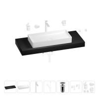 Раковина 75 см со столешницей 120 см Wellsee Pure BY Wellsee 201011775 в наборе 10 в 1: столешница, раковина, высокий смеситель, сифон, выпуск, кран-вентили, аксессуары (цвет матовый белый)