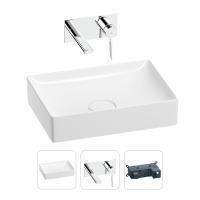 Раковина для ванной Wellsee Pure BY Wellsee 201000731 в наборе 2 в 1: прямоугольная раковина белого глянцевого цвета, встраиваемый смеситель в цвете хром