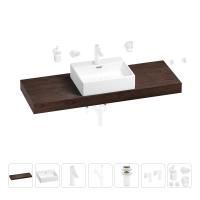 Раковина 50 см со столешницей 140 см Wellsee Graceful Pro 201012610 в наборе 10 в 1: столешница, раковина, смеситель, сифон, донный клапан, угловые вентили, аксессуары (цвет матовый белый)