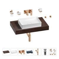 Раковина 50 см со столешницей 80 см Wellsee Pure BY Wellsee 201011144 в наборе 9 в 1: столешница, раковина, встраиваемый смеситель, сифон, выпуск, аксессуары (цвет набора розовое золото)