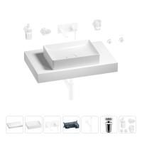 Раковина 50 см со столешницей 80 см Wellsee Pure BY Wellsee 201011170 в наборе 9 в 1: столешница, раковина, встраиваемый смеситель, сифон, выпуск, аксессуары (цвет набора матовый белый)