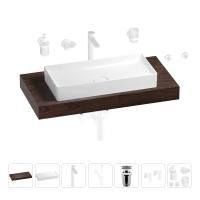 Раковина 75 см со столешницей 100 см Wellsee Pure BY Wellsee 201011615 в наборе 10 в 1: столешница, раковина, высокий смеситель, сифон, выпуск, кран-вентили, аксессуары (цвет матовый белый)