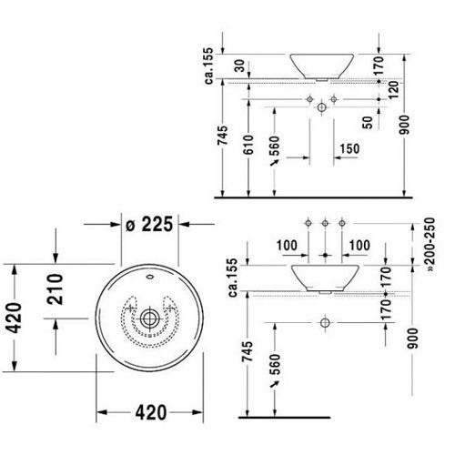 Раковина накладная Duravit Bacino 0325420000 42 см