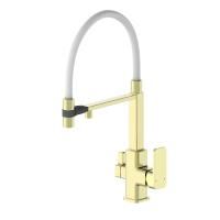 Смеситель для кухни с гибким изливом и подключением фильтра WONZON & WOGHAND, Брашированное золото (WW-88458012-BG（MW))