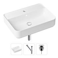 Комплект 3 в 1 Lavinia Boho Bathroom Sink 21520330: накладная фарфоровая раковина 60 см, металлический сифон, донный клапан