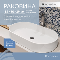 Aqueduto ESPIRAL Раковина накладная овальная 390*600, белый глянцевый