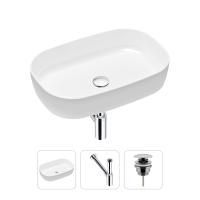 Комплект 3 в 1 Lavinia Boho Bathroom Sink 21520060: накладная фарфоровая раковина 54 см, металлический сифон, донный клапан
