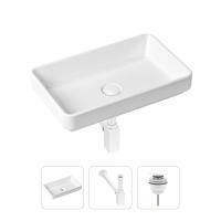 Комплект 3 в 1 Lavinia Boho Bathroom Sink 21520132: накладная фарфоровая раковина 55 см, металлический сифон, донный клапан